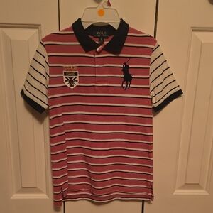 Polo by Ralph Lauren Kids Pink and Navy Striped Polo Shirt